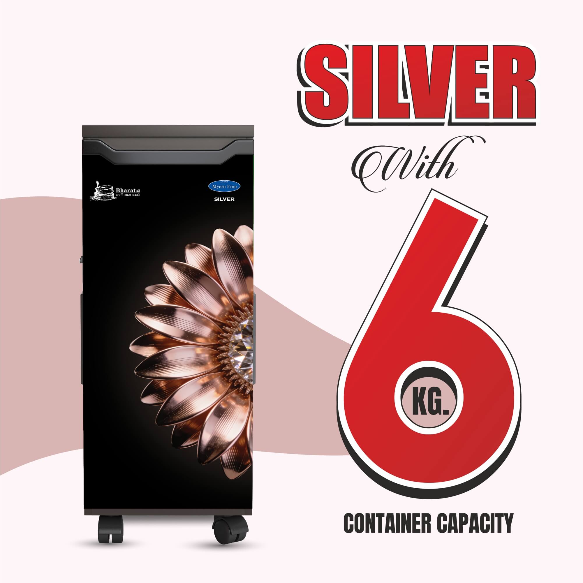 02 Lucky Mycrofine Silver Aata Chakki 6 Kg Domestic Flour Mill