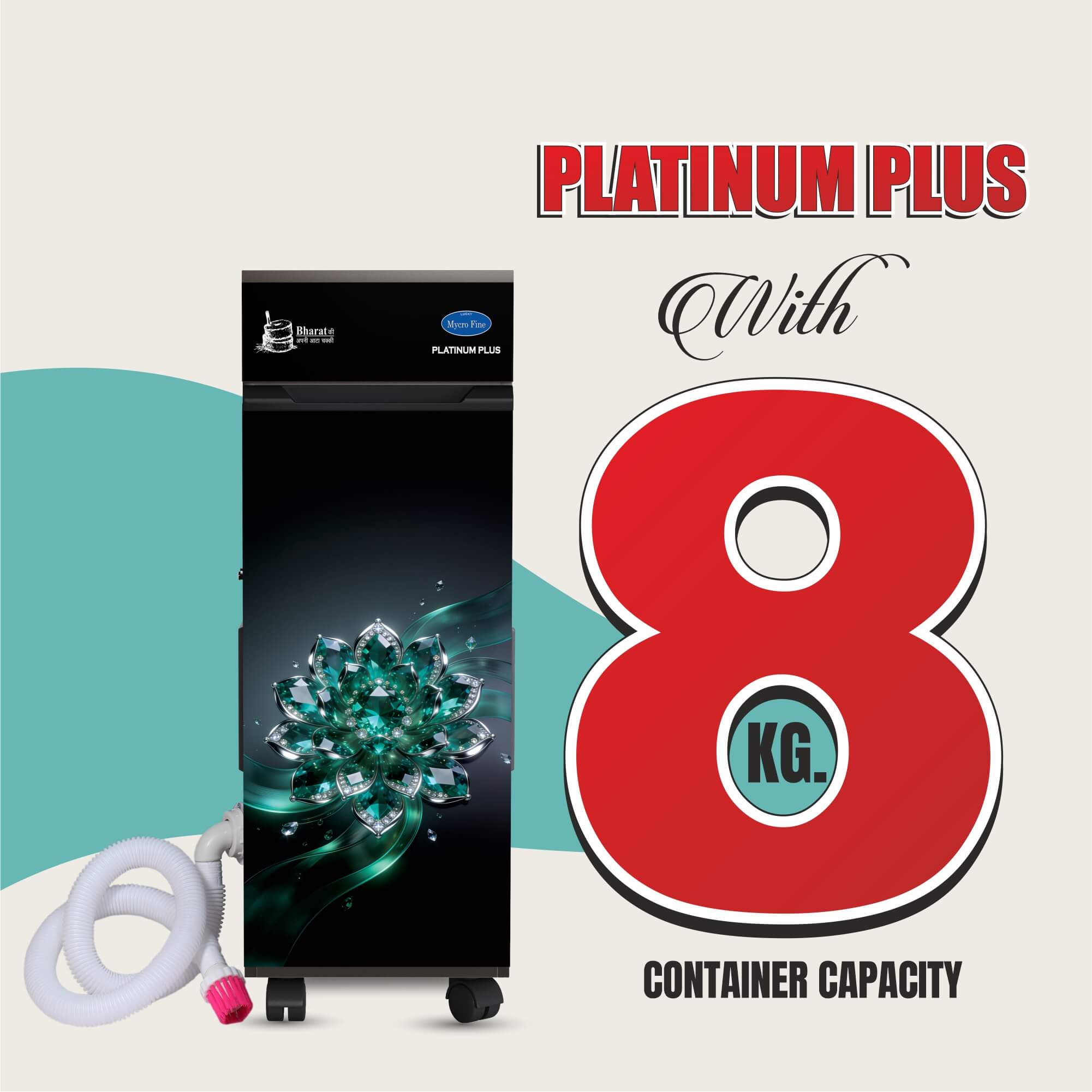 02 Lucky Mycrofine Platinum Plus Aata Chakki with vacuum 8Kg Fully Automatic Domestic Flour Mill