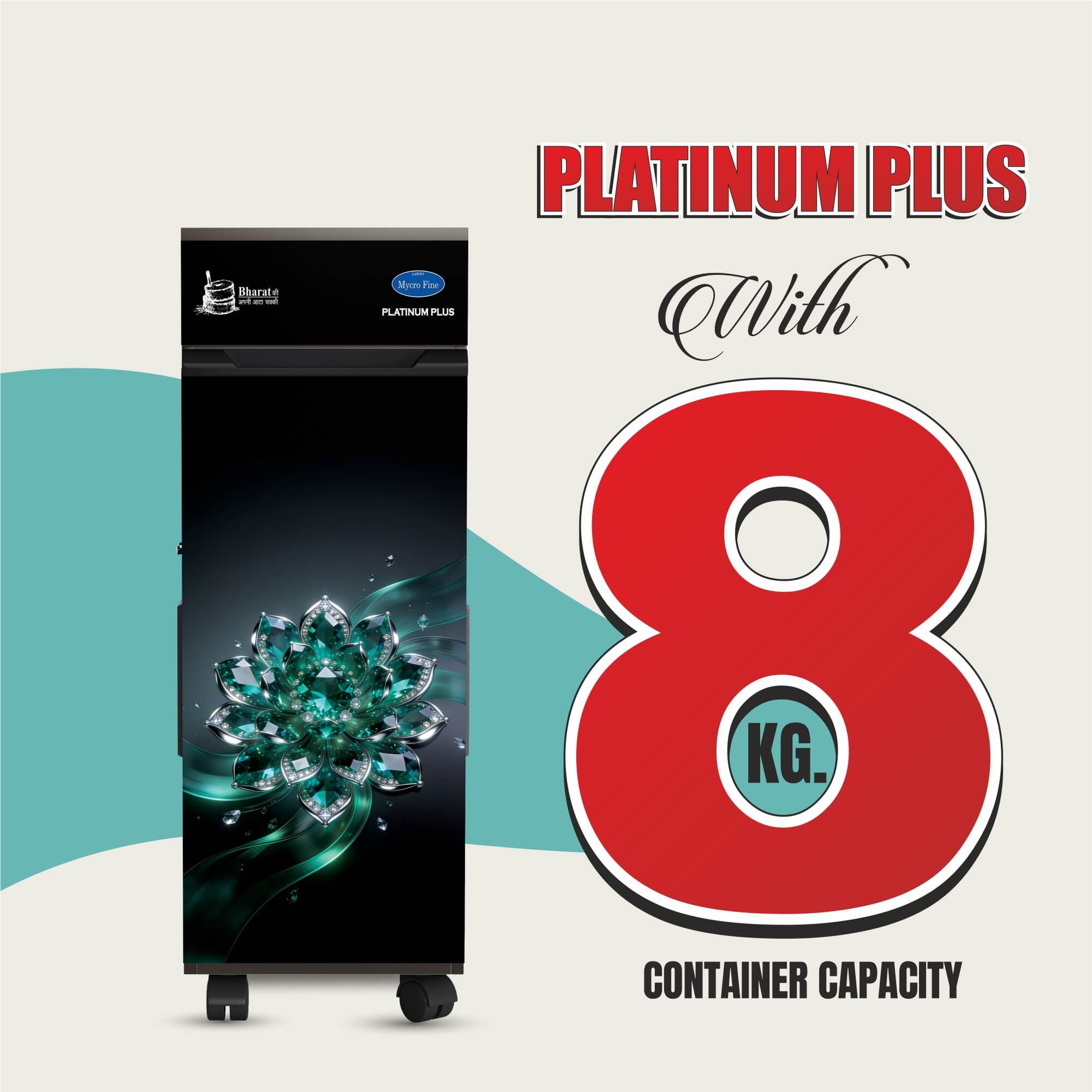 02 Lucky Mycrofine Platinum Plus Aata Chakki 8Kg Fully Automatic Domestic Flour Mill