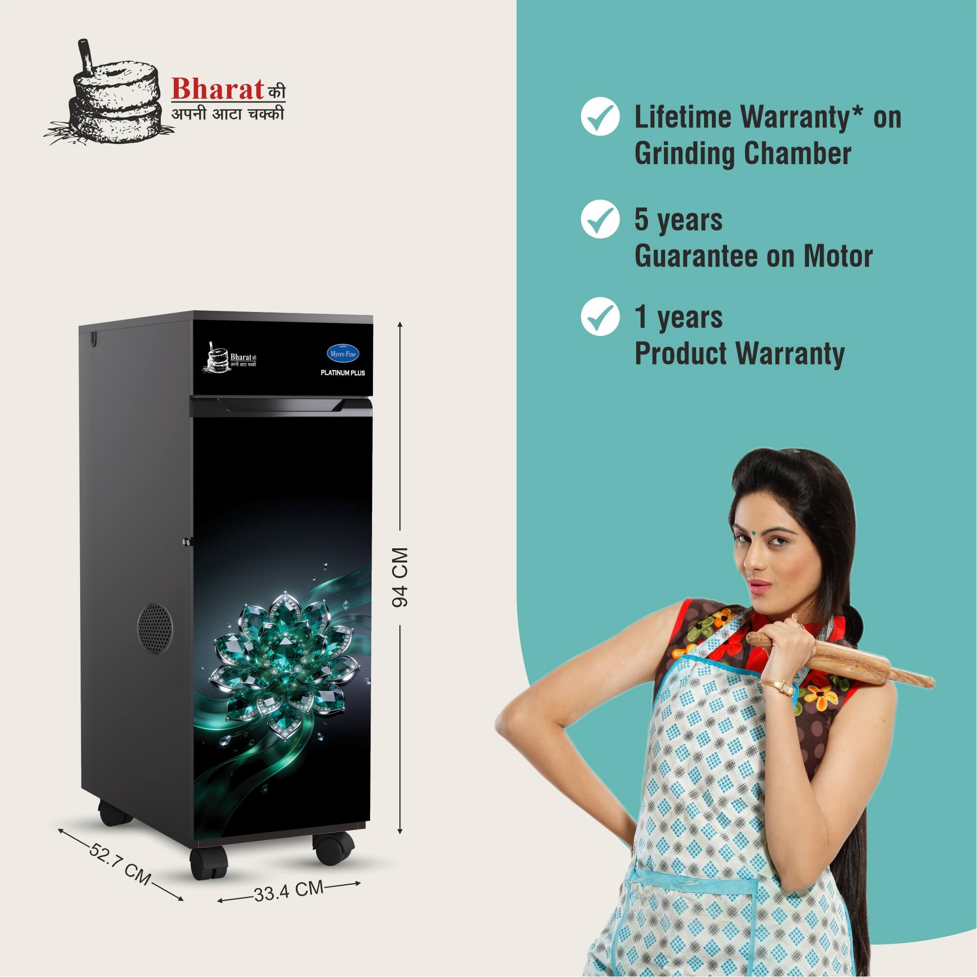 04 Lucky Mycrofine Platinum Plus Aata Chakki with vacuum 8Kg Fully Automatic Domestic Flour Mill