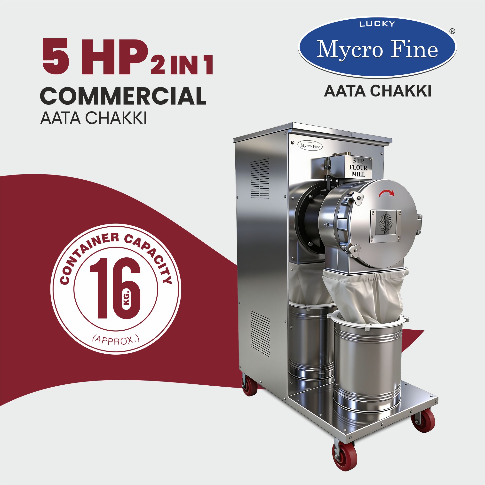 5 HP 2 IN 1 Commercial Aata Chakki